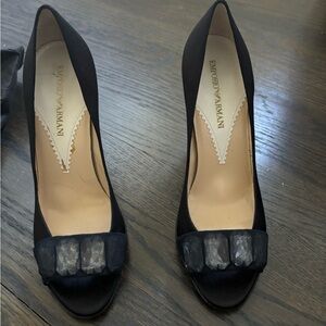 Emporio Giorgio Armani satin heels 36.5 black